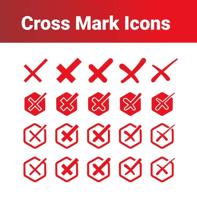 red cross reject x no wrong cancel delete vote incorrecr sign icon set graphic design element set o