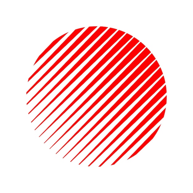 Red diagonal triangle shape lines cut circle vector Triangular striped round shape Sun burst