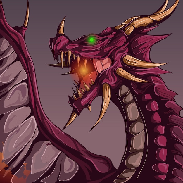 red dragon roaring vector illustration