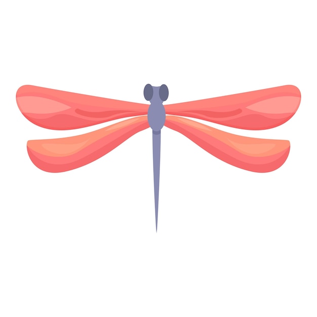 Red dragonfly icon cartoon vector Wing bug Nature insect