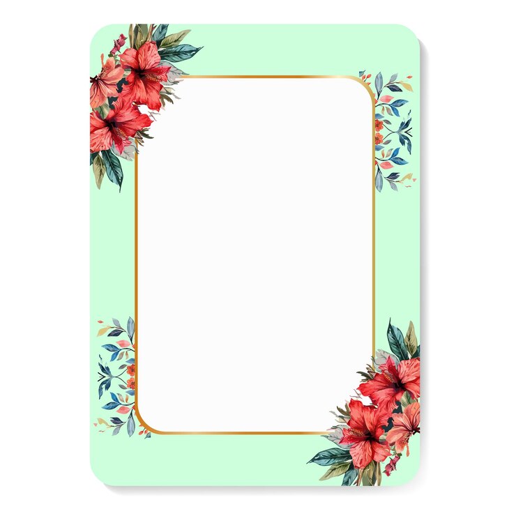 Vektör red flower frame background with watercolor