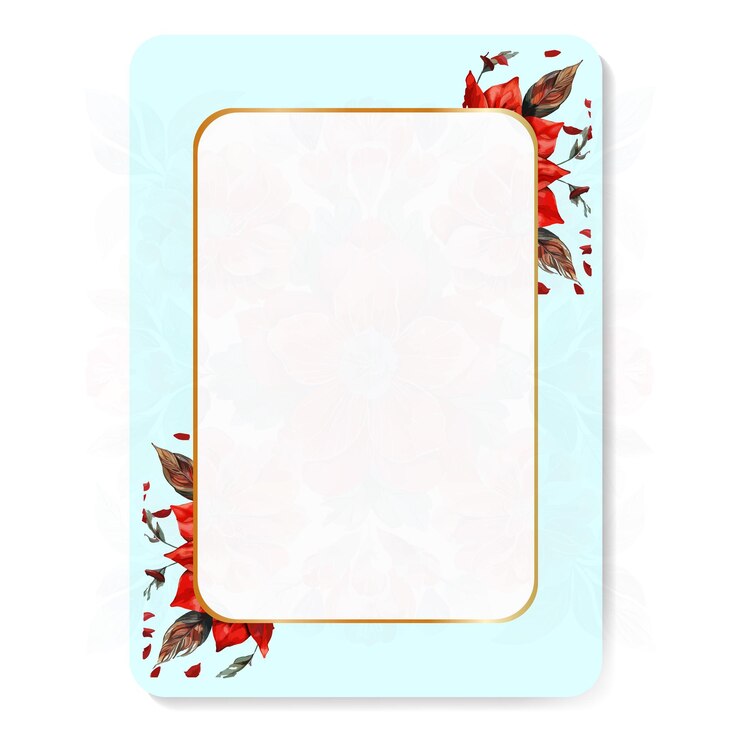 Vektör red flower frame background with watercolor