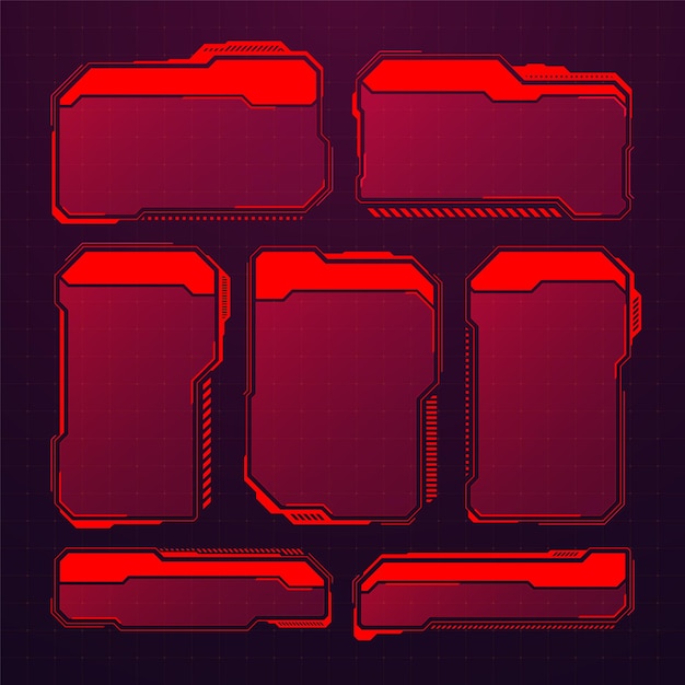 Red futuristic hud or ui elements scifi user interface text boxes callouts warning message frames