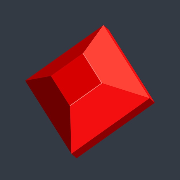 red gemstone in flat vector design