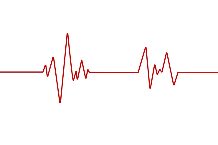 Vektör red heart rhythm chart during training heart cardiogram patient life saving concept