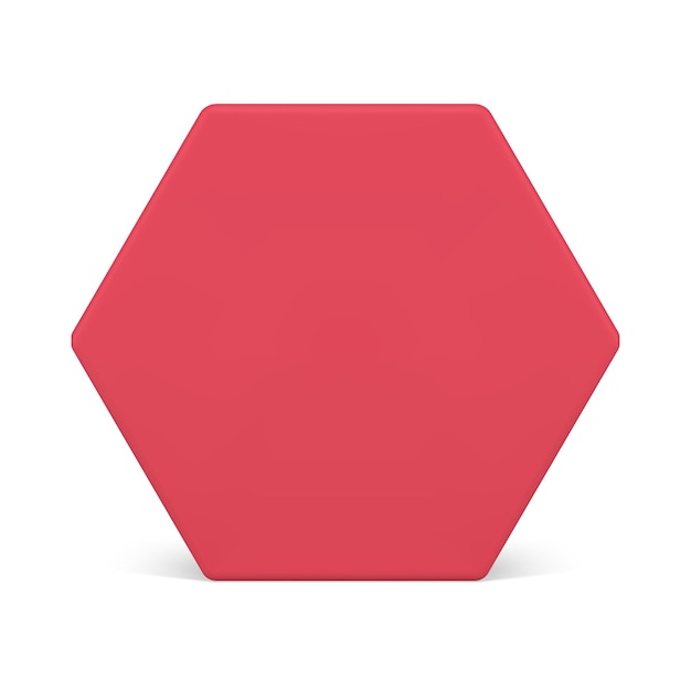 Red hexagonal geometric vertical wall six side corner basic foundation 3d element realistic vector