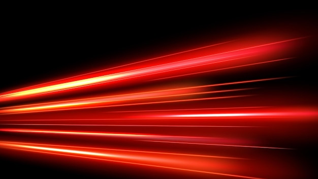 red light trails long time exposure motion blur effect vector illustration