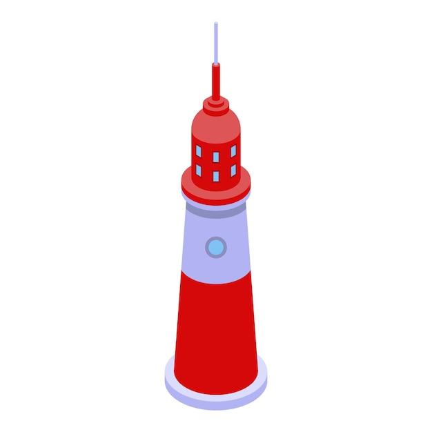 red lighthouse icon isometric of red lighthouse vector icon for web design isolated on white background