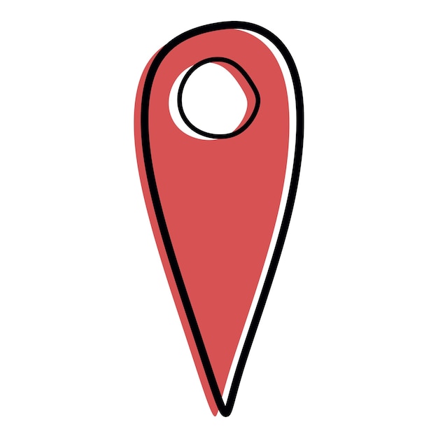 Red Map Location doodle icon Vector Color Linear Pointer or Mark Isolated on white Hand drawn Travel symbol for Navigation Design Graphic art for Logotype Card Mobile App Creative Localization
