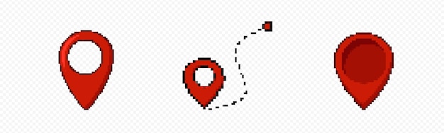 Red pixel web map pointer set