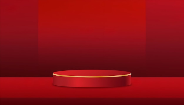 Red Podium with Gold Trim for Product Display