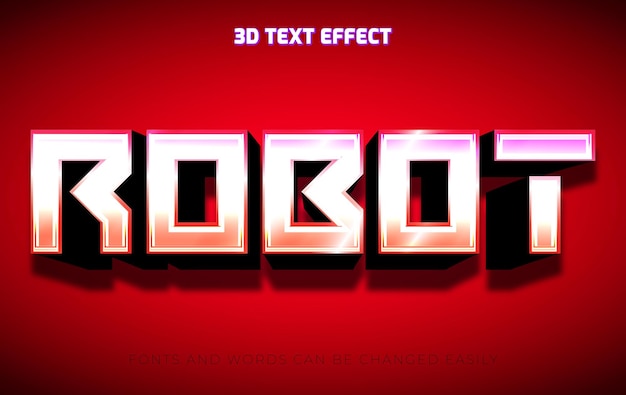 red robot 3d editable text effect style