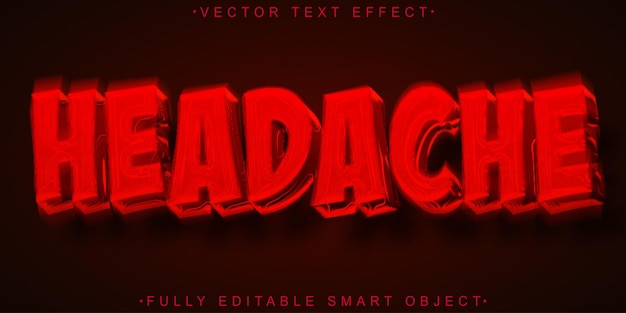Red Shake Headache Vector Fully Editable Smart Object Text Effect