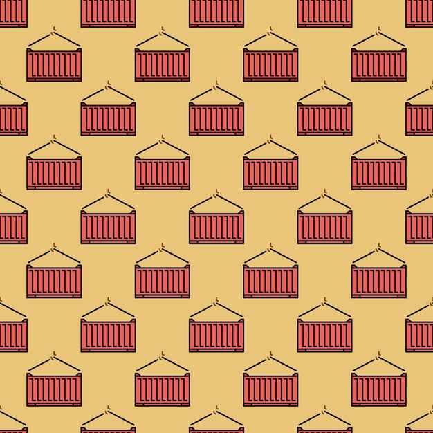 red shipping container vector intermodal cargo seamless pattern