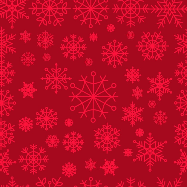 Red Snowflakes Seamless Pattern