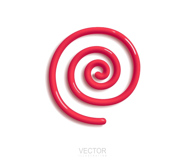 Red spiral vector icon on white background Spiral icon for web and app Realistic 3d design