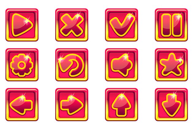 red square collection set glass buttons for Ui