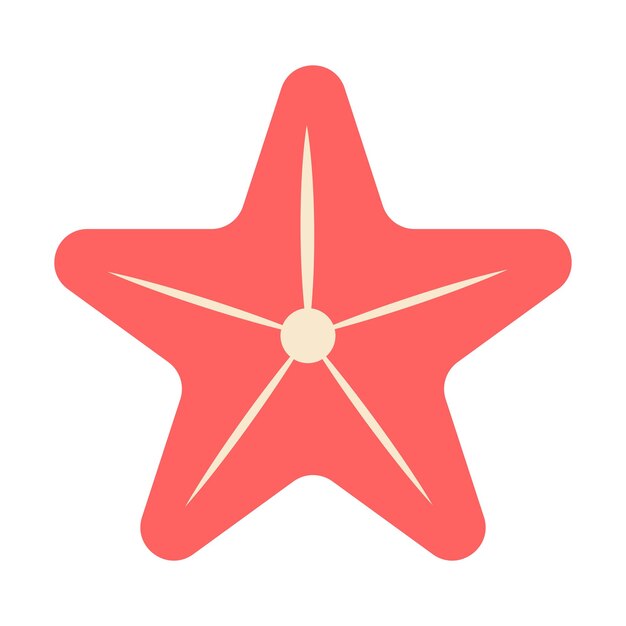 Red starfish Sea animal Vector illustration