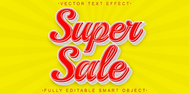 Red Super Sale Vector Fully Editable Smart Object Text Effect