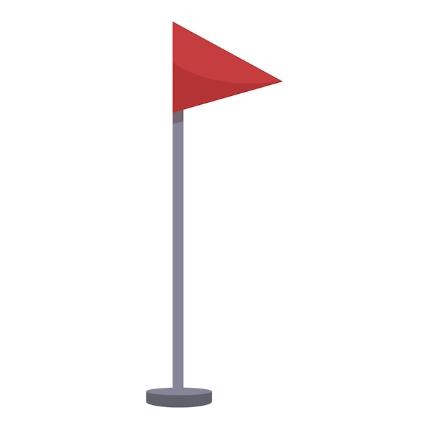 Red triangular flag waving on metal pole