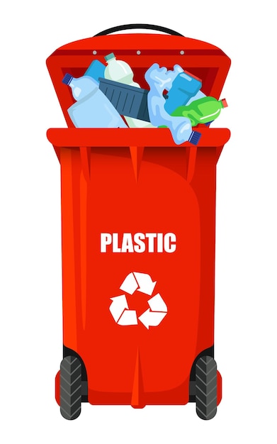 Red vector dumpster for plastic