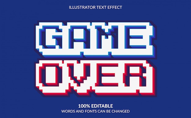 Redigerbar teksteffekt, Game Over pixel tekststil