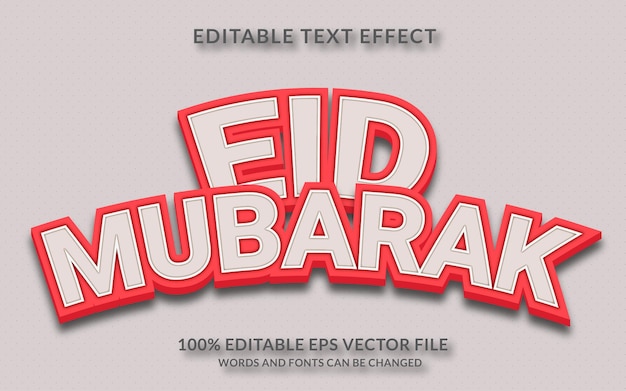 Redigerbar teksteffekt til Eid Mubarak