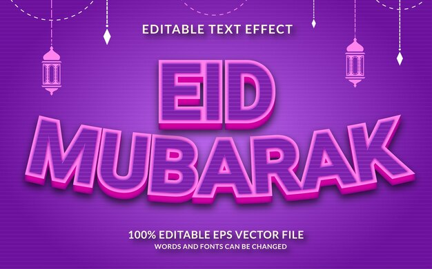 Redigerbar texteffekt för Eid Mubarak