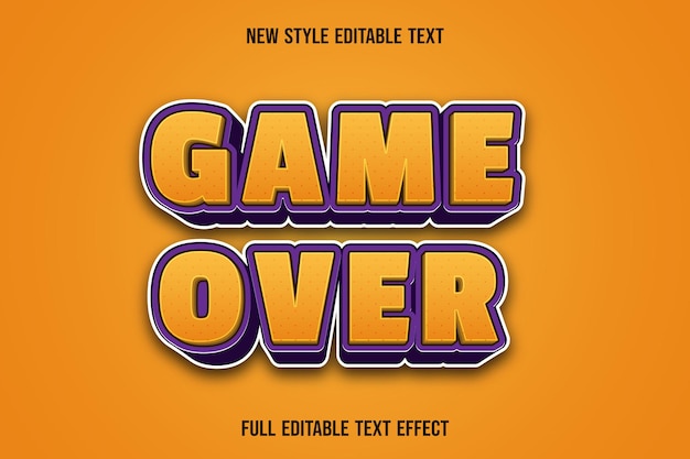 Redigerbar texteffekt game over färg gul och lila