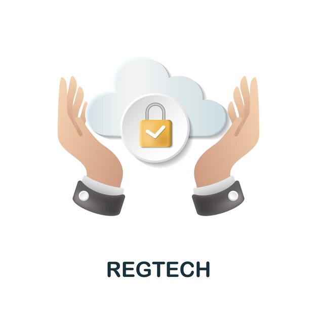 Regtech icon 3d illustration from fintech collection Creative Regtech 3d icon for web design templates infographics and more