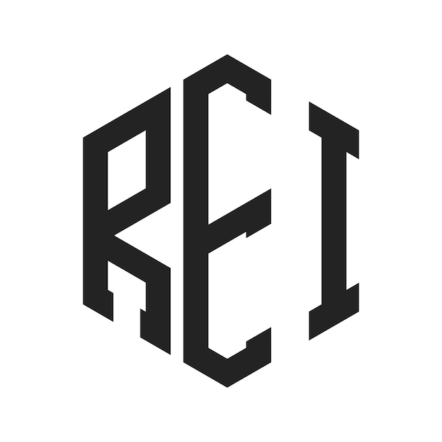 REI Logo Design Initial Letter REI Monogram Logo using Hexagon shape
