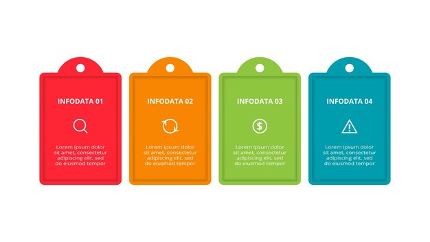 Rektangelkoncept til infografik med 4 trin, valgmuligheder, dele eller processer. Forretningsdatavisualisering