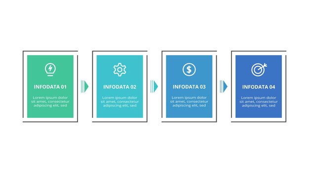 Rektangler infografik med 4 trins muligheder dele eller processer Forretningsdatavisualisering