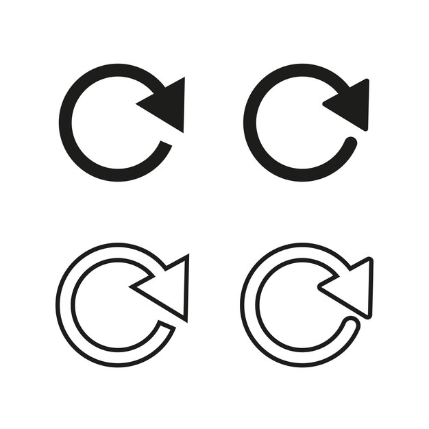 Reload and refresh icons set Circular arrow symbols Update process signs Rotation