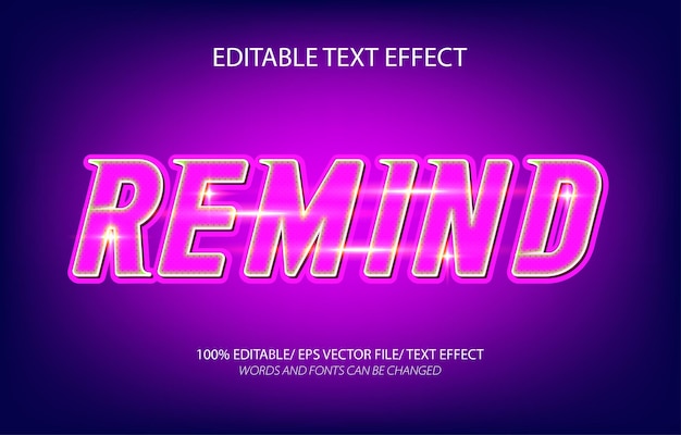 Remind 3d editable text effect and editable text style