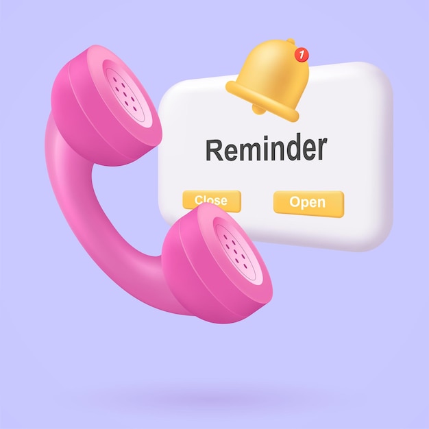 Reminder notification with bell and handset Concept of business planning schedule