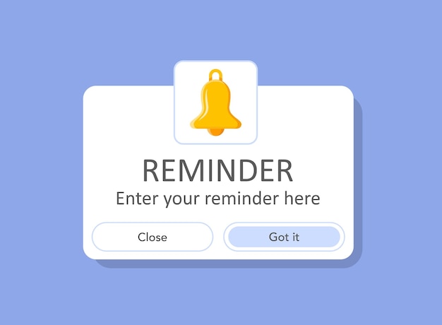 Reminder notifications page with alert bell icon in flat style Event notice message vector illustration on isolated background Announcement notice sign business concept