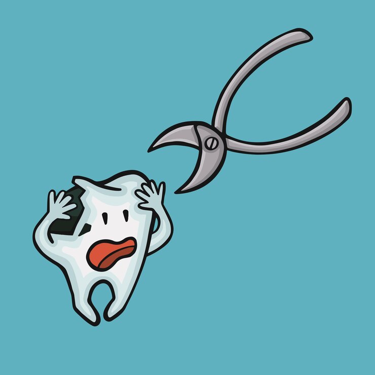 Vektör removal of broken diseased tooth oral hygiene vector