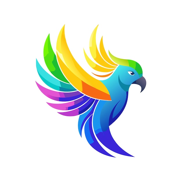 Renkli Kuş Renk Geçişli Logo Vektör İllüstrasyonu