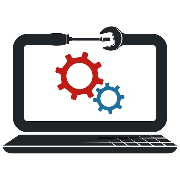 Repair and maintenance of laptop computers symbol