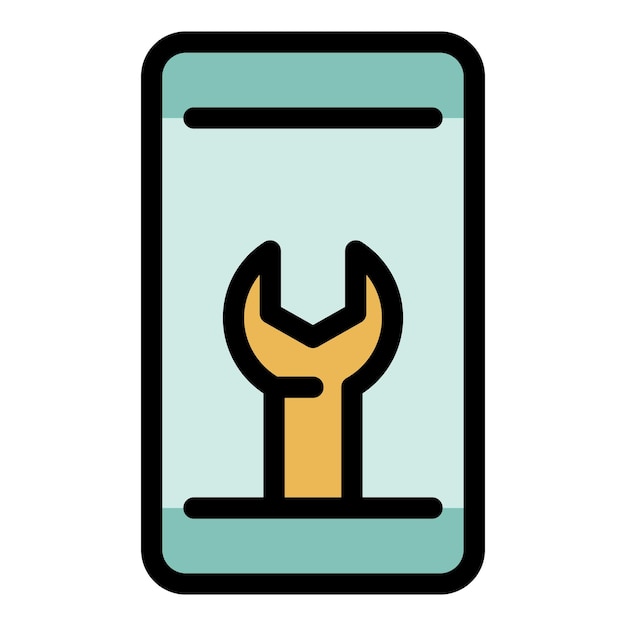 Repair smartphone icon Outline repair smartphone vector icon color flat isolated