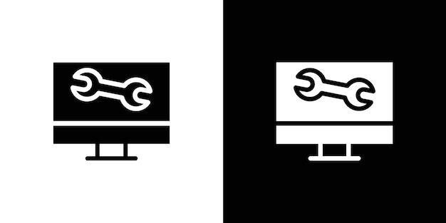 Repairing laptop icon logo set vector