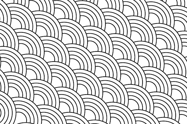 Repeated oriental diagonal ornament with round or arch shapes Japanese seigaiha pattern