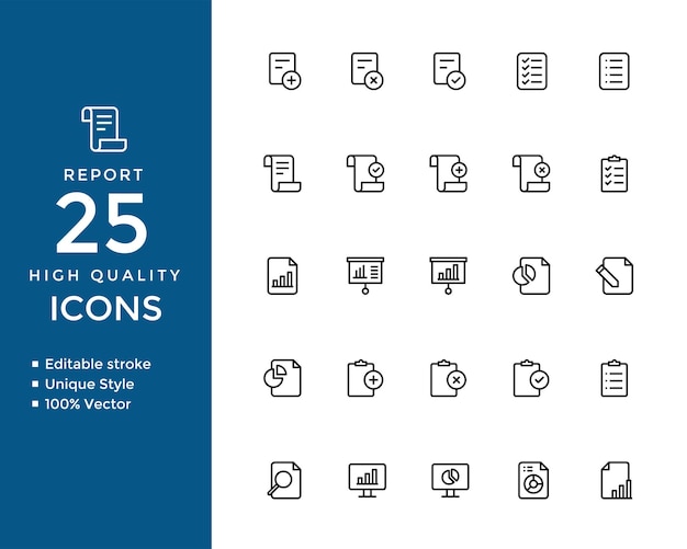 report icons vector set of profit graph chart analytics data science symbols