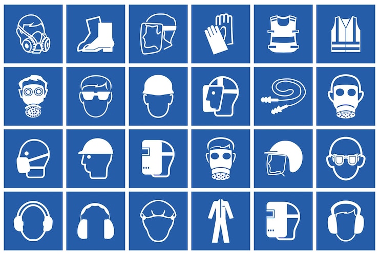 Vektör required personal protective equipment ppe symbolsafety icon