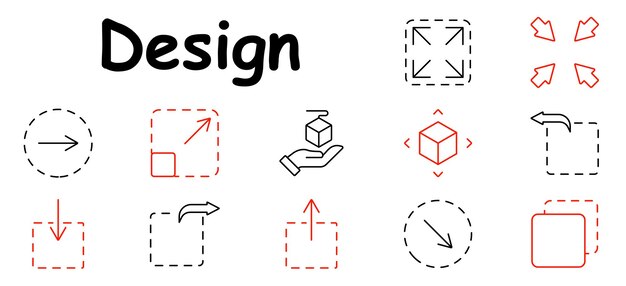 Resize set icon Expand compress 3D cube directional arrows selection boxes Icons for resizing scaling and adjusting digital objects or designs in graphic applications