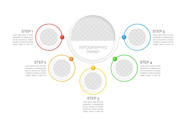 Resource optimization infographic chart design template Abstract infochart with copy space Instructional graphics with 5 step sequence Visual data presentation Syne Regular font used
