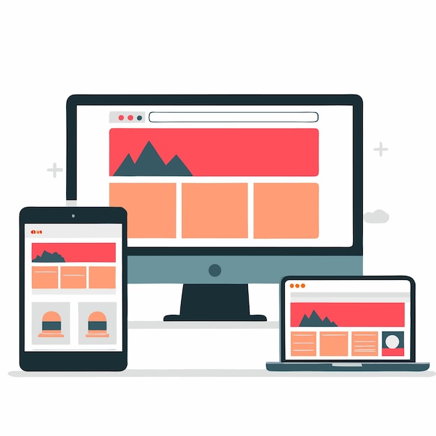 Responsive Concept Illustration for Web Design and Development