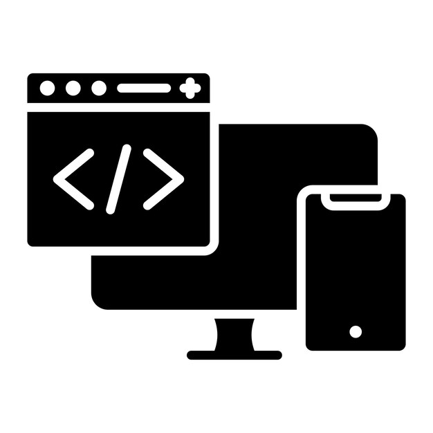 Responsive Design Glyph Solid Black Illustration
