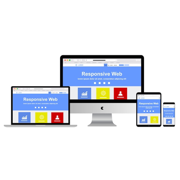 responsive web design vector on all devices
